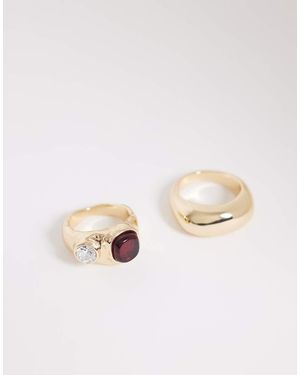 Reclaimed Vintage Unisex Wraparound Molten Gem Stone Ring - Natural