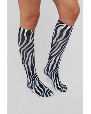 OOSC Calcetines Multicolores Con Estampado De Cebra Para Esquí Y Snowboard Hotel California De -Negro - Blanco