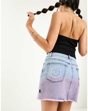 Aape By A Bathing Ape Minifalda Vaquera Con Acabado Tintado Y Bajo Desflecado De - Azul