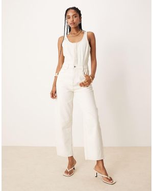 ASOS Denim Barrel Leg Jumpsuit - Natural