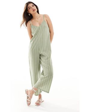 Wednesday's Girl Striped Romper Jumpsuit - Green