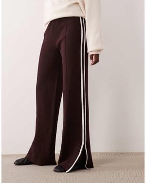 Mango Broek Met Zijstreep Van Breisel - Bruin