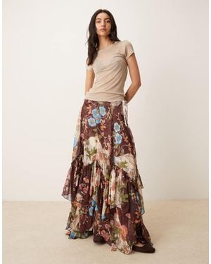 Free People Palermo Chiffon Asymmetric Maxi Skirt - Natural