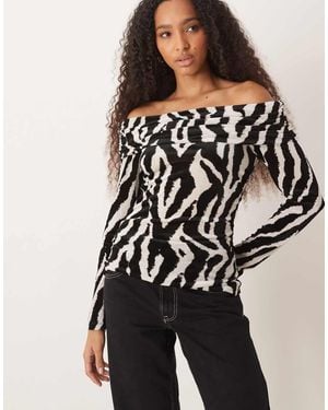 Vila Long Sleeve Off Shoulder Top - Black