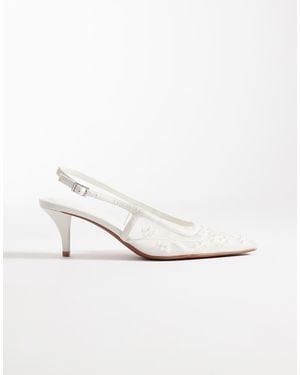 ASOS Soulmate Beaded Slingback Toe Kitten Heels - White
