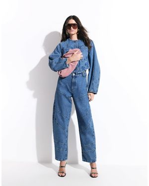 ASOS 80's Seam Detail Barrel Jean - Blue