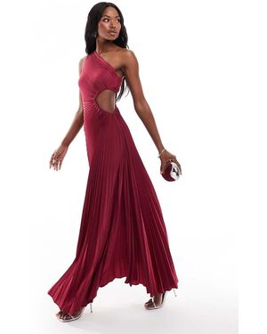 Aria Cove Exclusive Pleated One Shoulder Cut Out Maxi Dress - Red