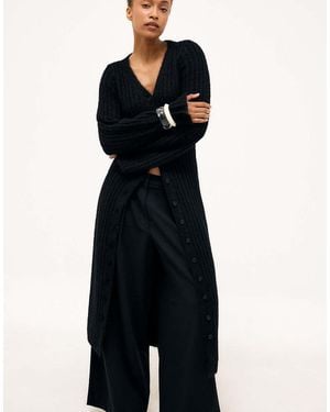 NA-KD Knitted Wool Blend Cardigan Maxi Dress - Blue
