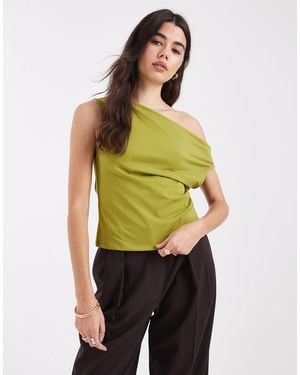 ASOS Cotton Off Shoulder Top - Green