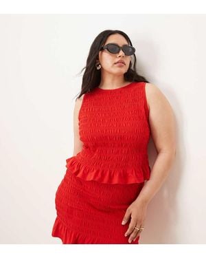 ASOS Asos Design Curve Shir Peplum Sleeveless Top (part Of A Set) - Red