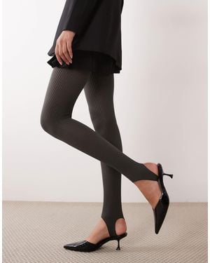 ASOS Gerippte strumpfhose mit steg - Schwarz