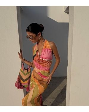 Never Fully Dressed Petite Sabine Slinky Cowl Neck Maxi Dress - Orange