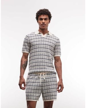 ASOS – gestreifte strick-shorts - Weiß