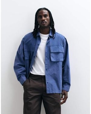 ASOS Oversized Poplin Overhemd Met Wassing - Blauw