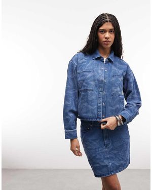 Obey Camisa Vaquera Azul Con Lavado Medio De Tejido Rugoso Trinity De (Parte De Un Conjunto)