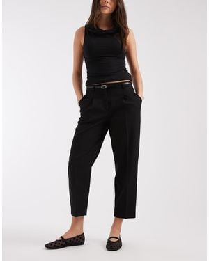 Vero Moda Belted Tailored Barrel Leg Trousers - Black
