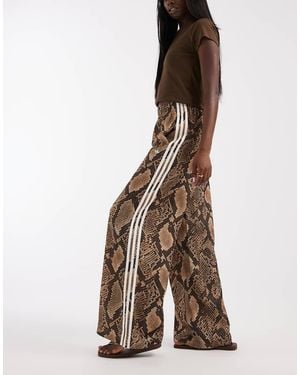 adidas Originals Wide Leg Satin Track Trousers - Brown