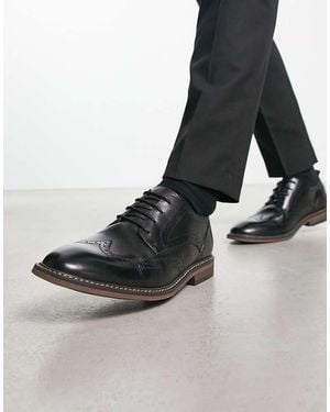 schuh Zapatos Oxford Negros De Cuero Raffe De