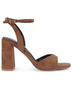 SEQWL Heeled Dress Sandals With Ankle Strap And High Block Heel - White