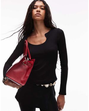 ASOS Top A Maniche Lunghe Sagomato A Coste Con Cut-Out - Nero
