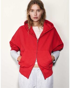 Pull&Bear Zipped Hoodie - Red