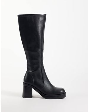 ASOS Charlene Block Heel Stretch Sock Knee Boots - Black