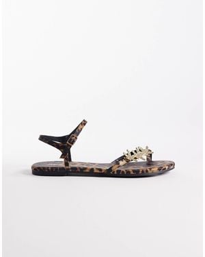Public Desire Elina Strappy Flat Sandals With Sea Shells - White