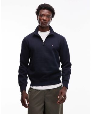 Tommy Hilfiger Essential Logo 1/4 Zip Fleece - Blue