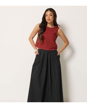 PixieGirl Petite Cotton Poplin Maxi Skirt - Black