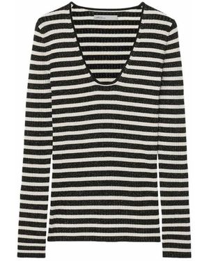 AllSaints Kay Gestreepte Top Met V-Hals - Wit