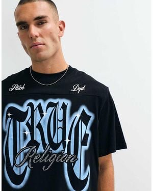 TRUE RELIGION Xl Crystal Logo Boxy Fit T-shirt Co-ord - Blue