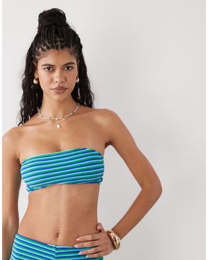 Reclaimed Vintage Bandeau Bikini Top - Blue