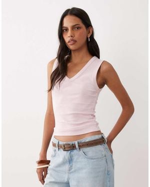 New Look V Neck Tank Top - White
