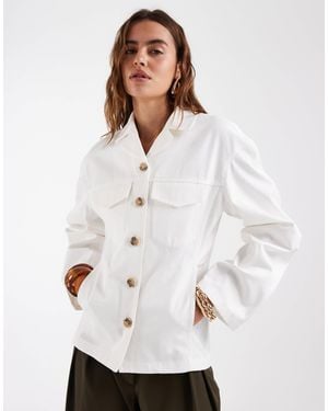 & Other Stories Heavy Pure Cotton Button Through Jacket With Cinch Waist - White