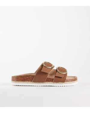 New Look Double Buckle Espadrille Jute Sandal - Brown