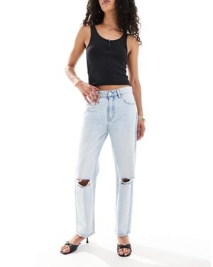 Pull&Bear Ripped Barrel Jean - Blue