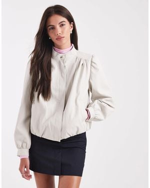 Miss Selfridge Faux Leather Gathered Detail Jacket - Natural