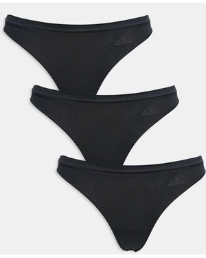 adidas Seamless 3 Pack Thong - Black