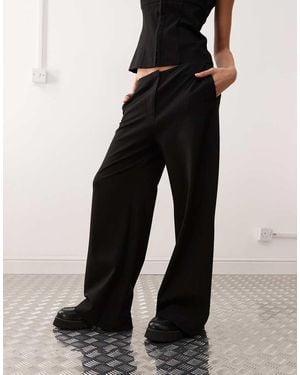 Weekday Co-ord Wide Leg Trousers With Waistband Detail - Black