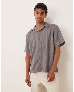 Abercrombie & Fitch Overhemd Van Brokaat Met Korte Mouwen - Grijs