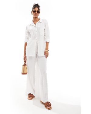 esmé studios Esmee Exclusive Textured Oversized Beach Shirt Co-Ord - White