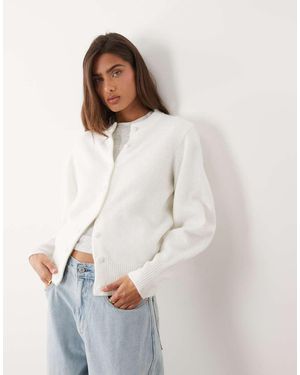 ASOS Getailleerd Vest Van Wolmix Met Ronde Hals En Bedekte Knopen - Wit