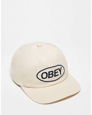 Obey Oval 6 Panel Strapback Logo Cap - White