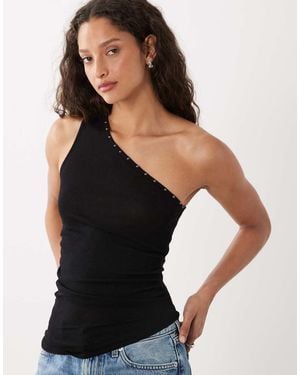Cotton On Stud Asymmetric Knit Top - Black