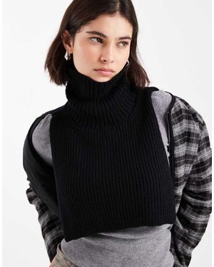 Pieces Ribbed Roll Neck Knitted Neckwarmer - Black