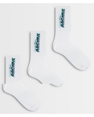 Jack & Jones Pack De 3 Pares De Calcetines Deportivos Blancos Con Estampado "Archive" De