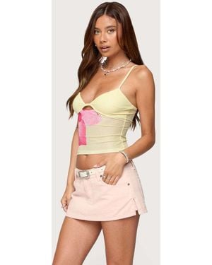 Edikted Alanah Flower Cut Out Mesh Top - Natural