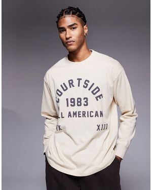 Courtside Oversized Long Sleeve T-shirt - Gray