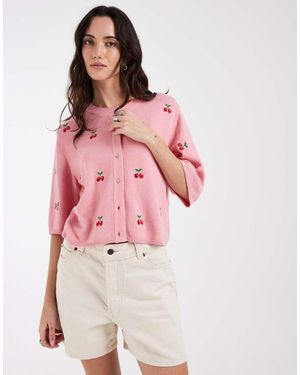 Object Cardigan Con Stampa Di Ciliegie - Rosa