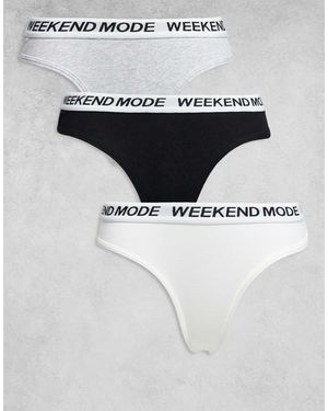 Brave Soul 3 Pack Babes Club Lingerie Thongs With Elastic Waistband - White